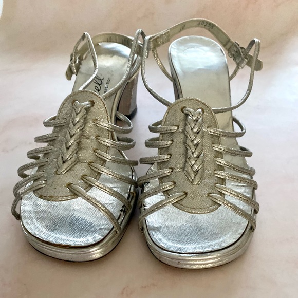Vintage Silver Strappy Sling Back High Heels - Picture 5 of 9